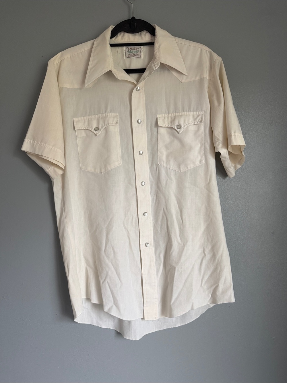 Vintage H Bar C Cowboy Western Pearl Snap Long Tail  Short Sleeve Shirt
